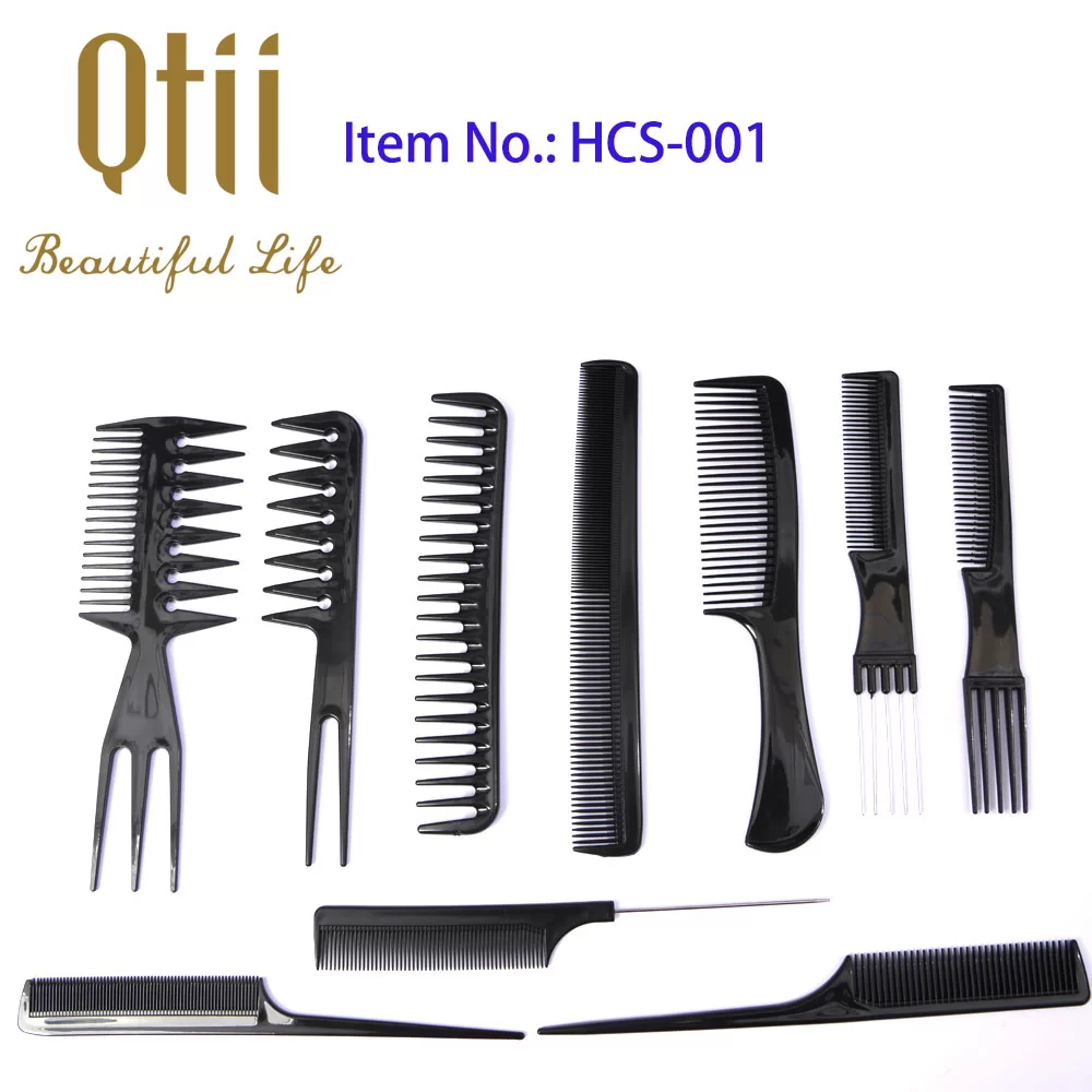 Professional Salon Hair Styling Comb set 10 pcs Comb Set for Barbers  Straight Hair Comb Barbers Brush Black