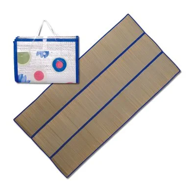 3-Fold Straw Beach Mat with Printed PVC Cover