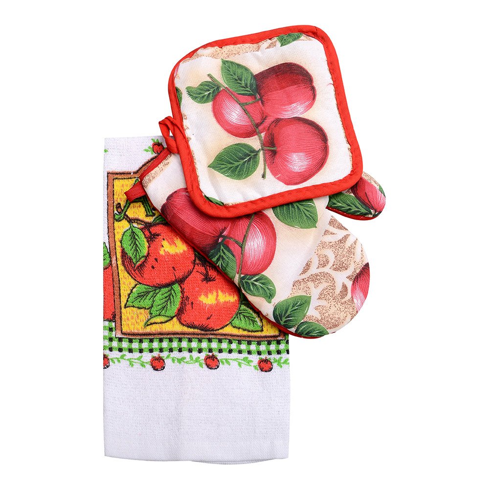 Pot Holders Oven Mitt and Kitchen Towel SET OF 3 POTHOLDERS