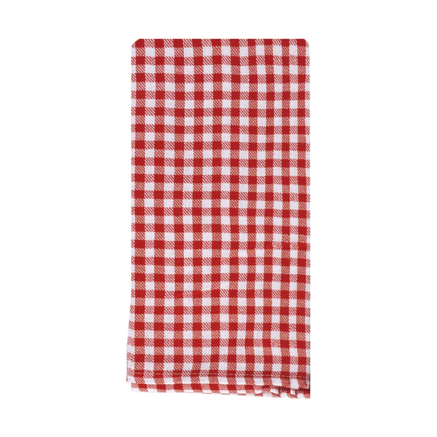 red and white dish towel