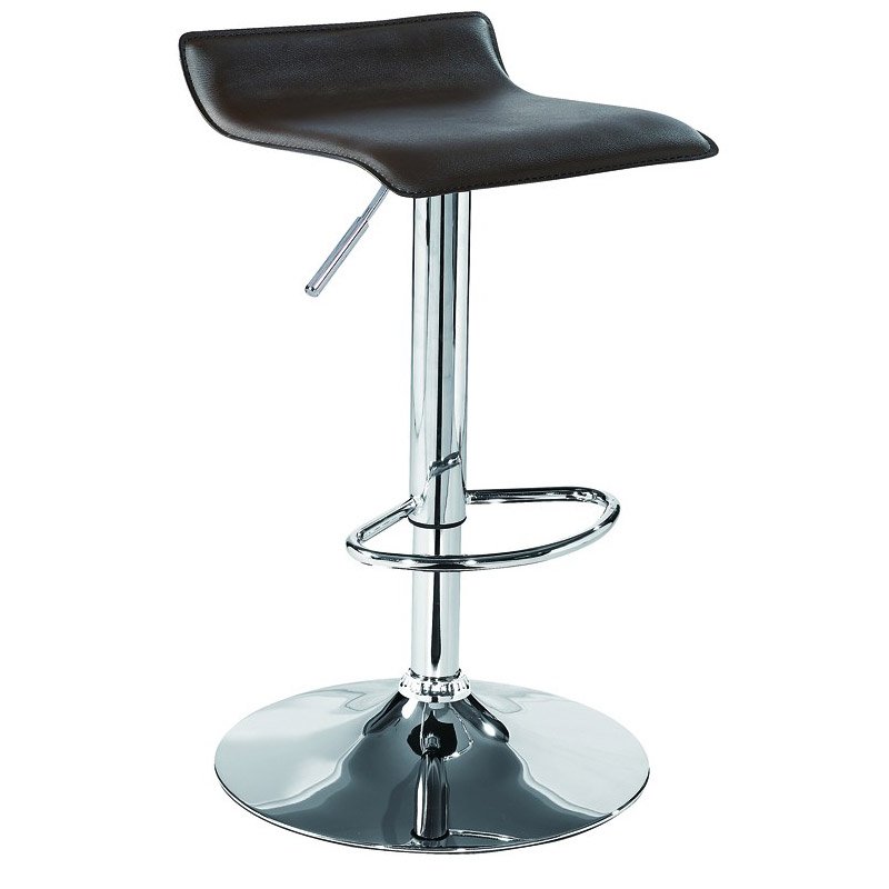 Swivel Bar Stools Adjustable PU Leather Backless Dining Chair Black