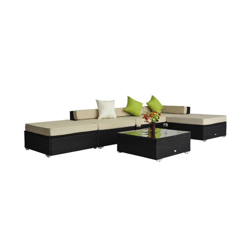 6 Piece Outdoor Rattan Wicker Sofa Sectional Patio Furniture Set 6pcs Outdoor Rattan Furniture Set