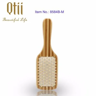 Natural Colorful Bamboo Paddle Hair Brush with Air Cushion and Natural Wooden Pin Size 22.5x6.5cm