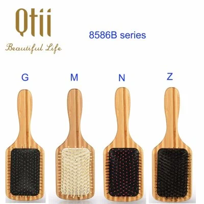 100% Eco-friendly Double Color Bamboo Paddle Hair Brush with Air Cushion, Wooden Pin,Size 8.3x25cm