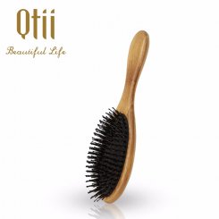 Oval Bamboo Hair Brush with Bristle and Thin Nylon Pin HBS-2101-2