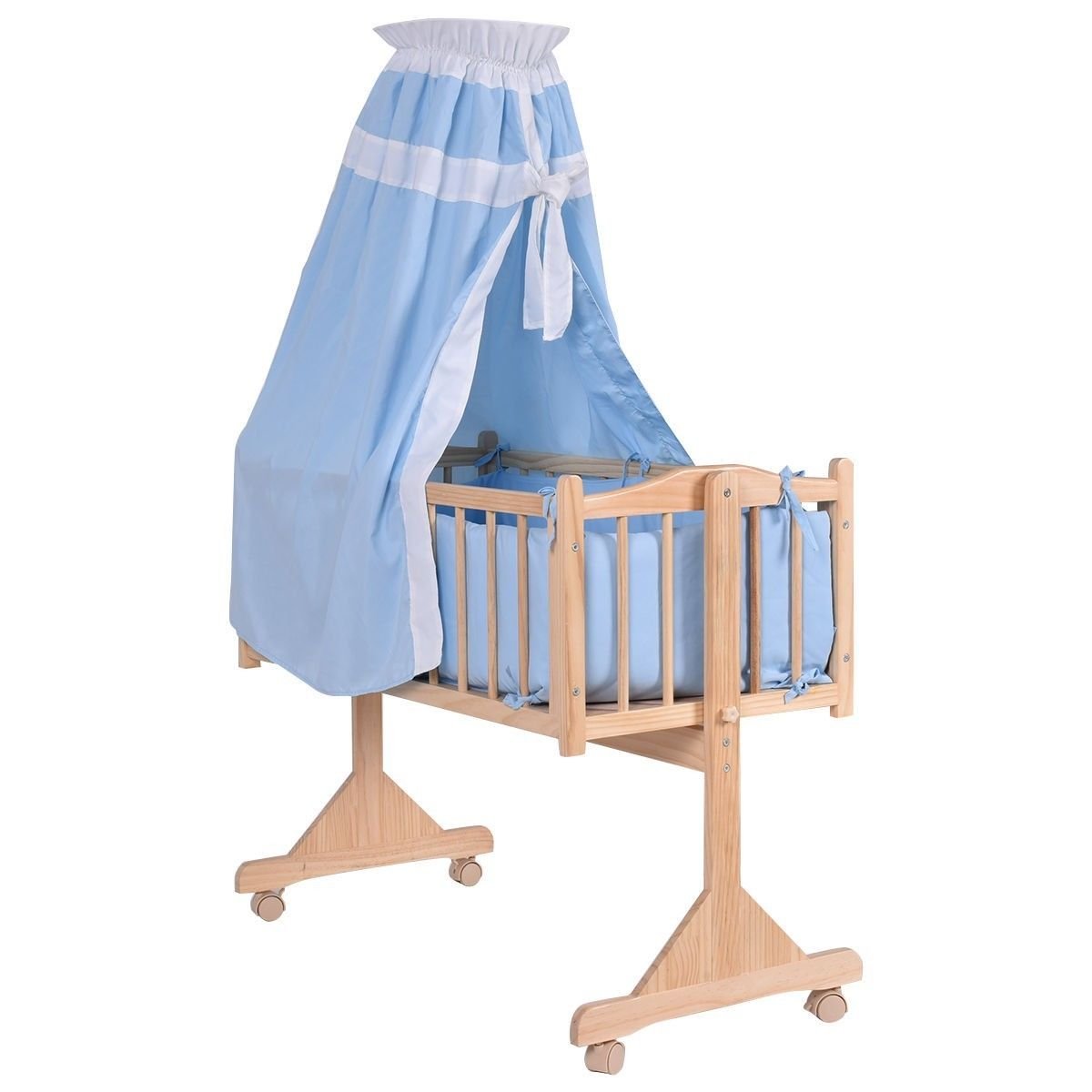 Blue Wooden Cribs For New Born Baby Supplier