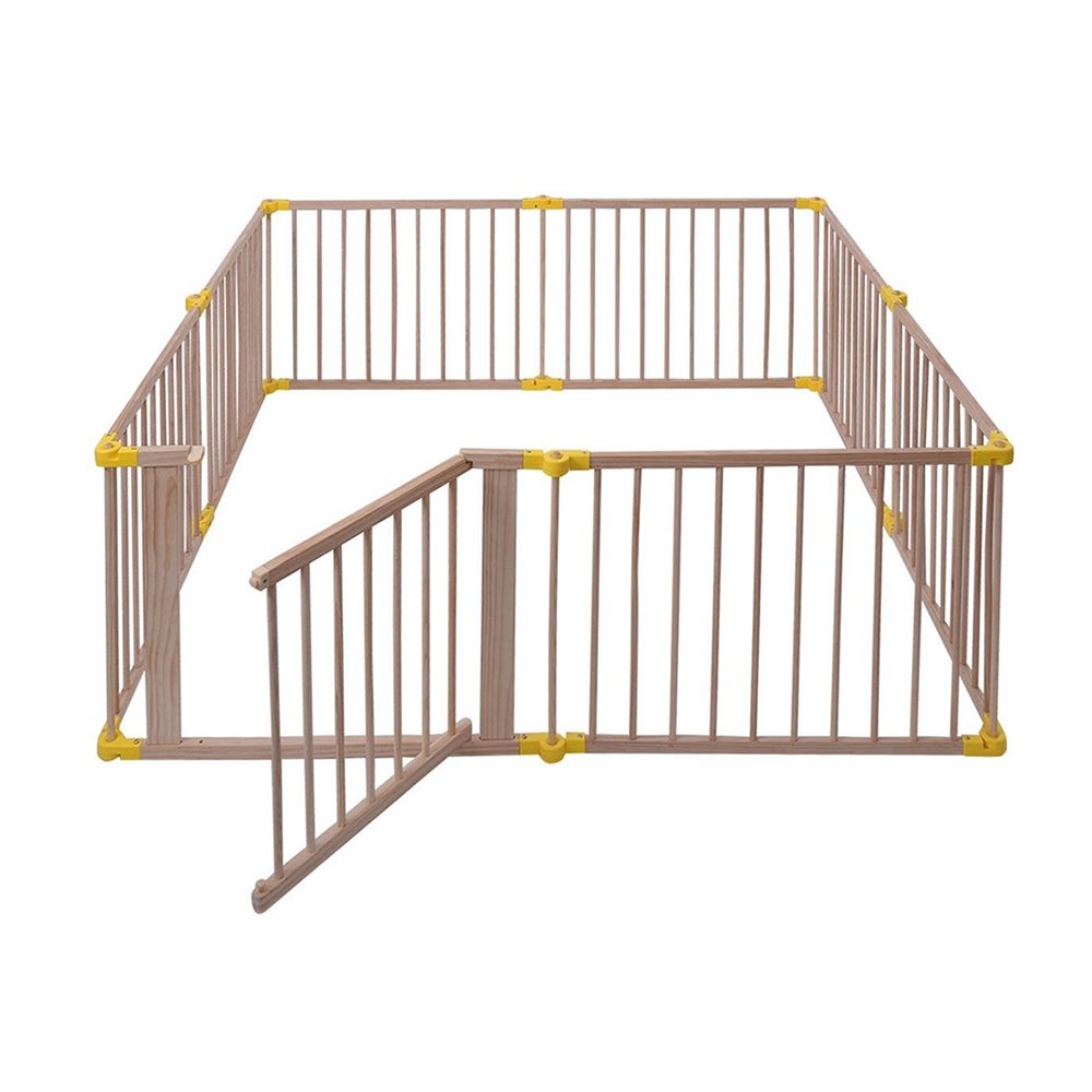 8 Panel Foldable Wooden Frame Baby Playpen Safety Play Fence