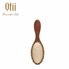 Oval Shape Plastic Hair Brush with Wooden Like Paint 2