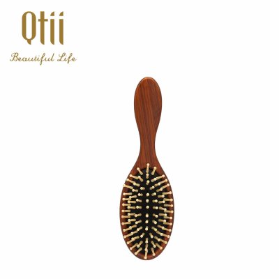 Oval Shape Plastic Hair Brush with Wooden Like Paint 1