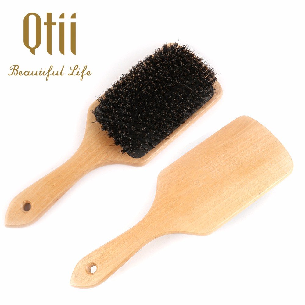 Wooden Hair brush with 100 natural boar bristle, Air cushion brush