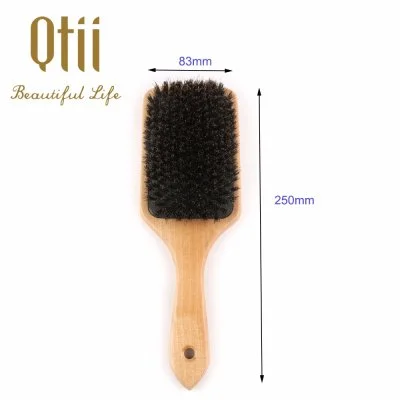 Natural Wooden Paddle Brush with Boar Bristle Size 25x8.3cm Anti-Static Detangling