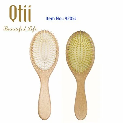 Oval Shape Detangling Beech Wood Hair Brush with Air Cushion and Wooden Pin in Size 8x23.5cm