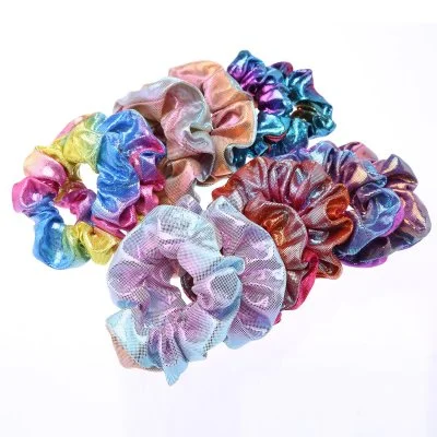 Hair Band Unicorn Shiny Mettallic Color Ponytail Hair Scruchies Party Or Daily Fashion Use Gift For Girl And Women Dia 11cm
