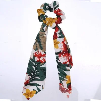 Hair Band Fashion Print Chiffon Bowknot Vintage Scarf Hair Scrunchies Tie Dia 10CM
