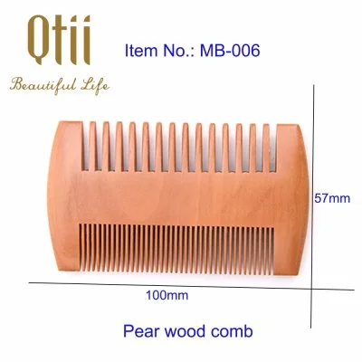 Natural Pear Wood Beard Comb with Dual Thick and Thin Teeth in Size 10x5.7cm