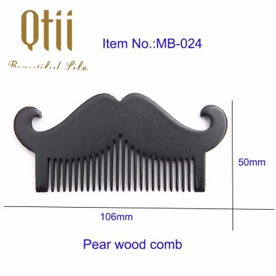 Natural Beard Shape Pear Wood Beard Comb MB-024-1