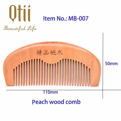 Pure Peach Wood Large Teeth Comb Natural Anti Static Beard Detangler in Size 11x5cm