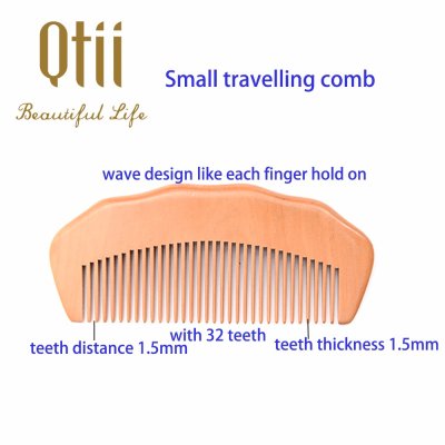 Natural Peach Wood Hair Comb with Raised Grain MB-009-2