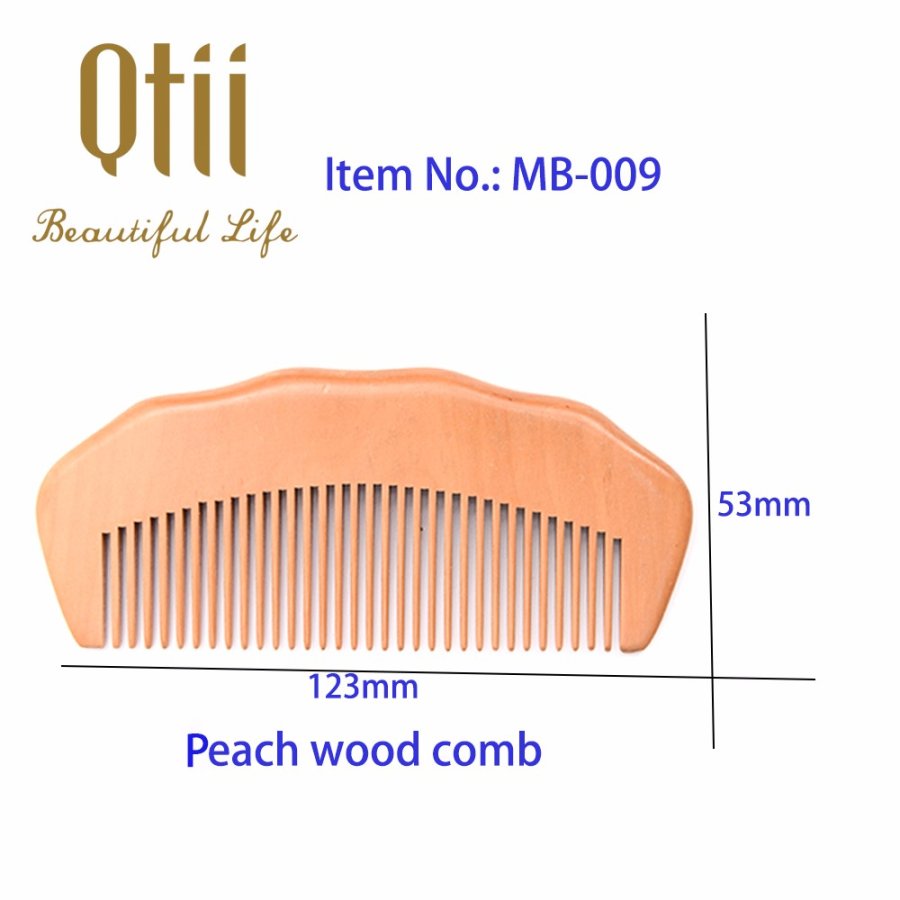 Natural Peach Wood Hair Comb with Raised Grain MB-009-1