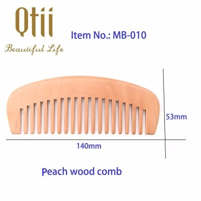 Mustache Natural Peach Wood Comb with Wide Teeth in Size 14x5.3cm