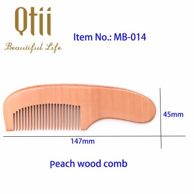 Natural Peach Wood Hair Comb with Short Curved Handle MB-014-1