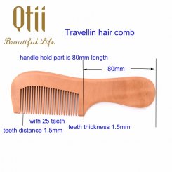 Natural Peach Wood Hair Comb with Handle MB-016-2