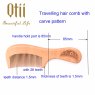 Natural Peach Wood Hair Comb with Carve Patterns Design Handle  MB-019-2