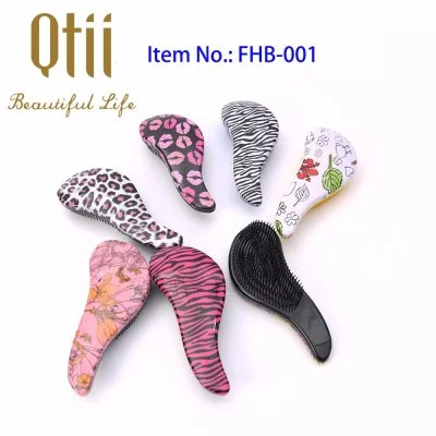 Curved Natural Glide Detangling Brush with Printing in Size 19x8.5cm
