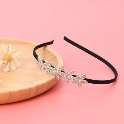 Hair Band Black Fabric Band With Shiny Rhinestone Fashion Daily Use For Girl And Women Width 12cm