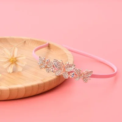 Hair Band Pink Fabric Band With Shiny Rhinestone Fashion Daily Use For Girl And Women Width 12cm