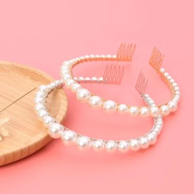 Hair Band Big Fashion Pearl Women Headband Beads Daily Or Party Or Wedding Use Hair Hoop Width 14cm