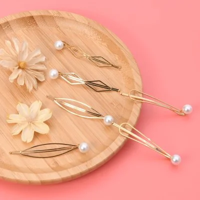 Hair Clip 2PC Pearl Gold Pin Popular Wedding Party Daily Fashion Beauty Use For Girl And Women Length 7cm