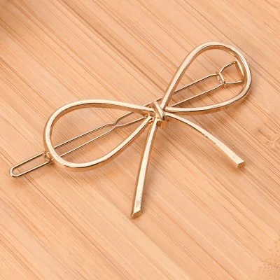 Hair Clip Bowknot Metal Gold Silver Color Design Daily Fashion Beauty Use Hair Clip For Girl And Women Length 7cm