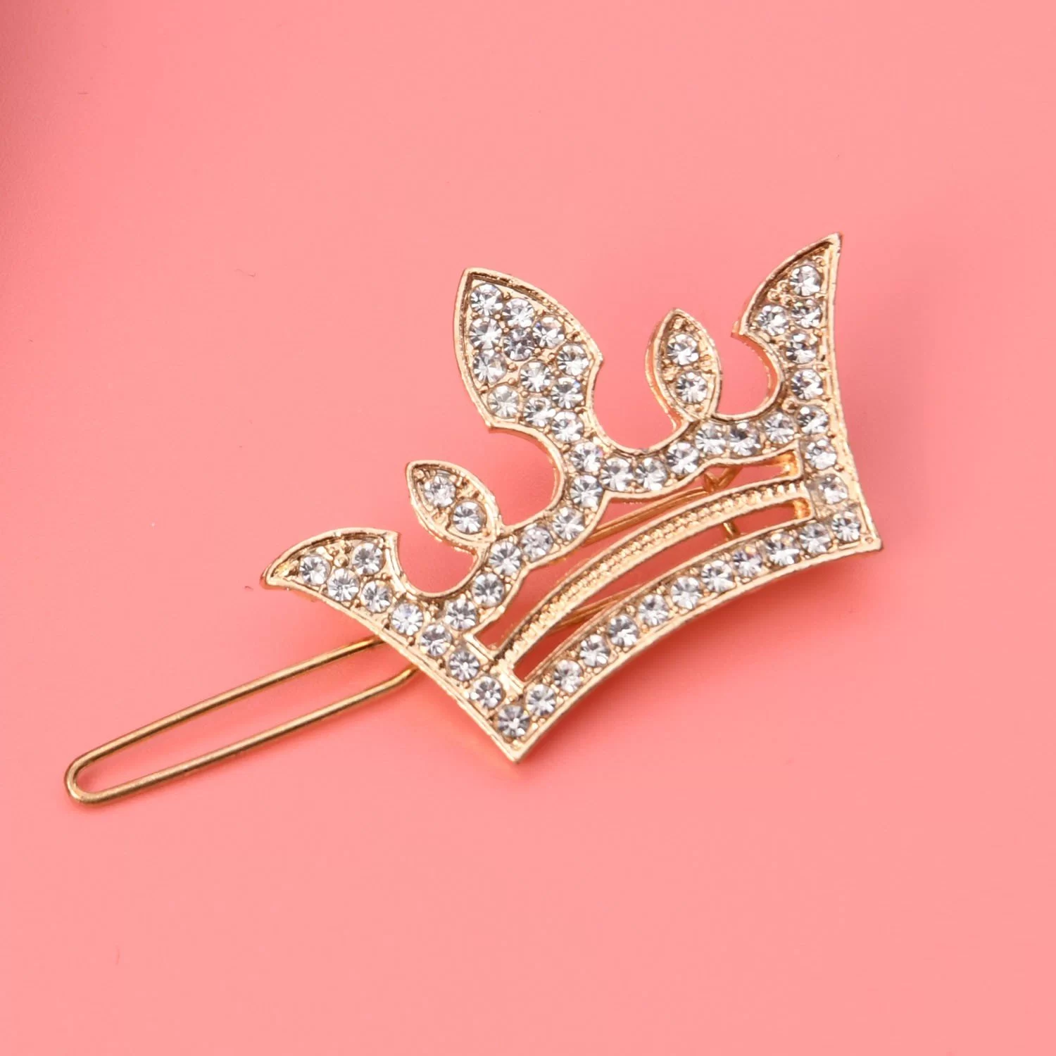 Hair Clip Crown Rhinstone Metal Gold Silver Color Design Daily Fashion  Beauty Use Hair Clip For Girl And Women Length 5cm