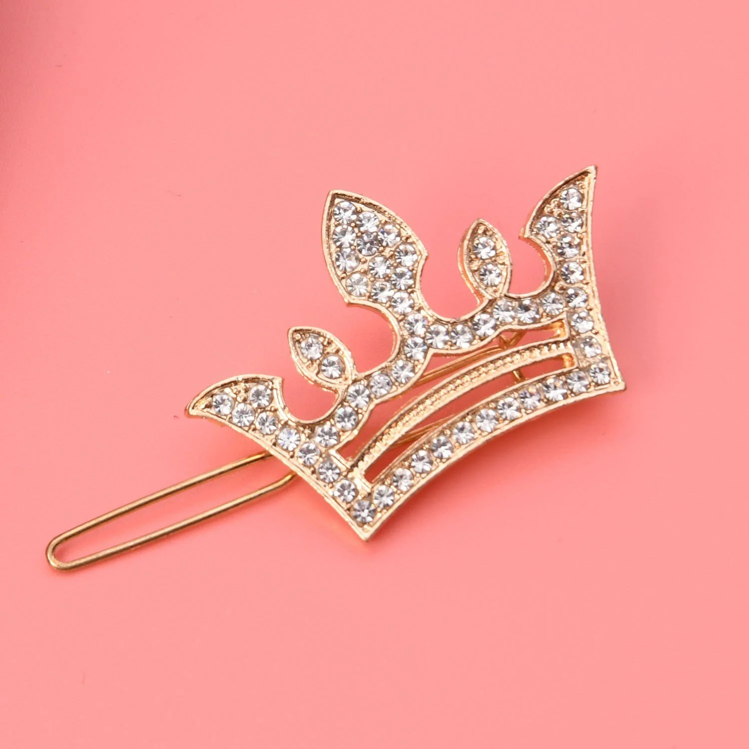 Hair Clip Crown Rhinstone Metal Gold Silver Color Design Daily Fashion  Beauty Use Hair Clip For Girl And Women Length 5cm