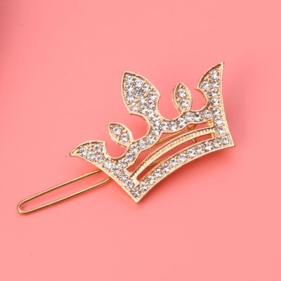 Hair Clip Crown Rhinstone Metal Gold Silver Color Design Daily Fashion Beauty Use Hair Clip For Girl And Women Length 5cm