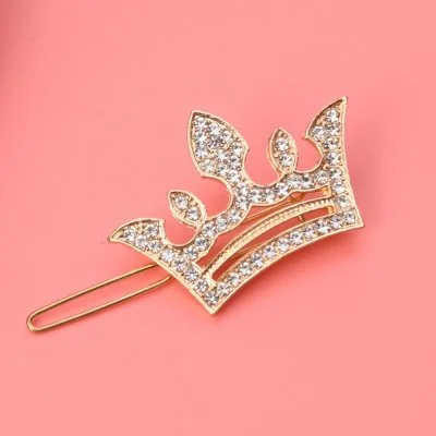 Hair Clip Crown Rhinstone Metal Gold Silver Color Design Daily Fashion Beauty Use Hair Clip For Girl And Women Length 5cm