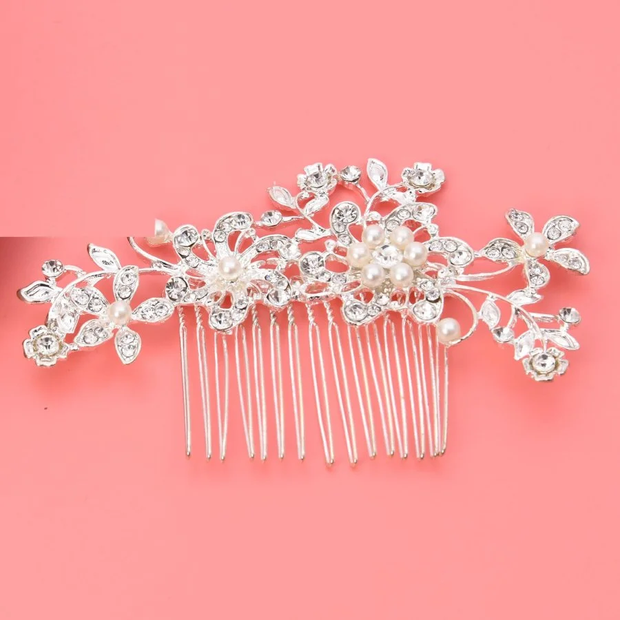Hair Pin Comb Flower Pearl Rhinestone Shiny Wedding Party Bridal Headpiece Classic Beauty Use For Girl And Women Hair Pin Comb Flower Pearl Rhinestone Shiny Wedding Party Bridal Headpiece Classic Beauty Use For Girl And Women