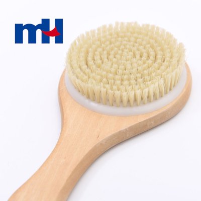 Natural Boar Bristles Wood Long Handle Bath Brush, Body Brush for Wet or Dry Brushing-3