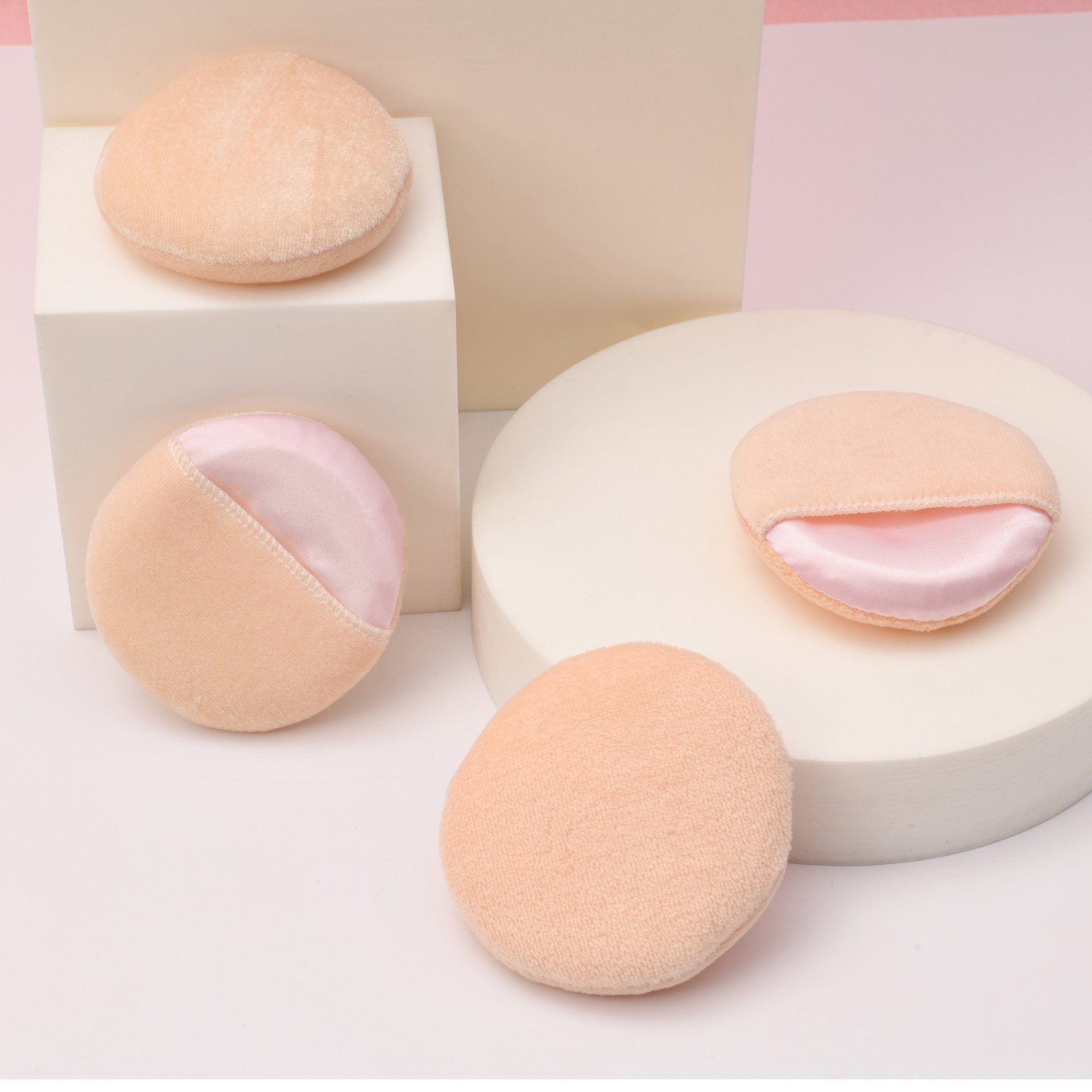 Hand Inserted Cotton Makeup Powder Puff Pad Soft Sponge Round Shape 8.5