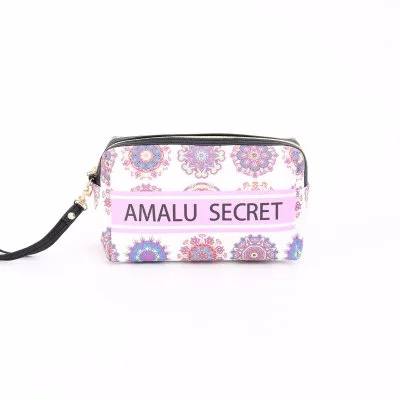 Makeup Bag Square Shape Waterproof Travel Pouch Bag with Flowers Design