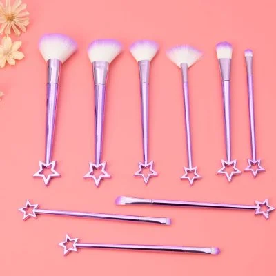 Professional 9PC Premium Synthetic Makeup Powder Blush Foundation Eyeshadow Lip Brush Set