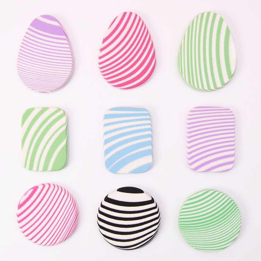 High Density Stripes Zebra Cosmetic Sponge Powder Puff SBR with Grinding Edge