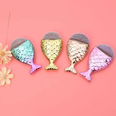 Unicorn Color Mermaid 1PC Premium Synthetic Makeup Fishtail Blush Contour Blending Foundation Brush