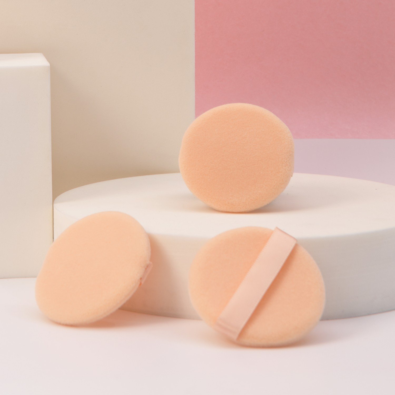 Flocking Powder Puff with Ribbon Soft Sponge Round Shape for ladies and girls 5.5*0.7cm Flocking Powder Puff with Ribbon Soft Sponge Round Shape for ladies and girls 5.5*0.7cm