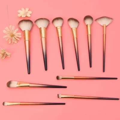 Professional 10PC Premium Synthetic Makeup Powder Blush Foundation Eyeshadow Lip Brush Set