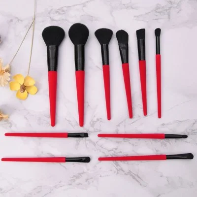 Professional 10PC Synthetic Makeup Powder Blush Foundation Eyeshadow Lip Brush Set