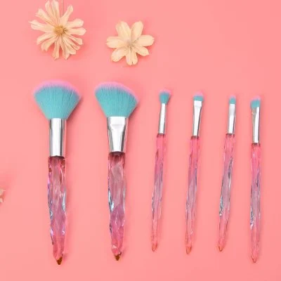 Professional 6PC Premium Synthetic Makeup Powder Blush Foundation Eyeshadow Lip Brush Set