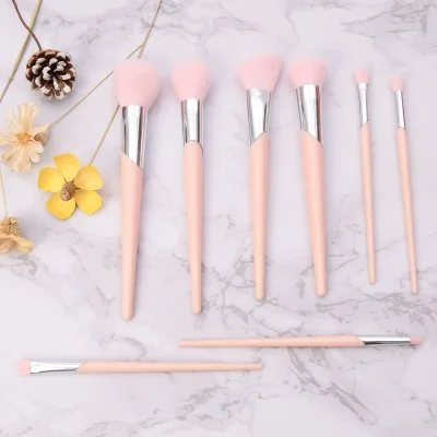 Professional 8PC Synthetic Makeup Powder Blush Foundation Eyeshadow Lip Brush Set Plastic Handle
