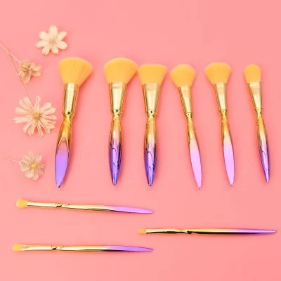 Professional 9PC Premium Synthetic Makeup Powder Blush Foundation Eyeshadow Lip Brush Set